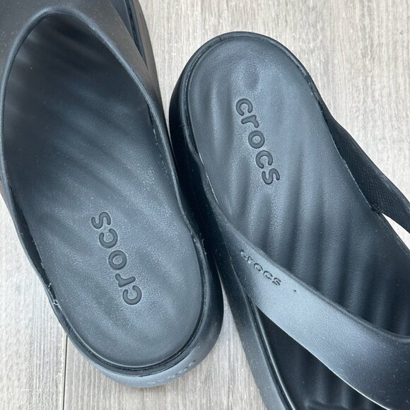 Crocs Getaway Platform Flip Flops Womens 10 Casual Comfort Sandals 209410 Black - Picture 11 of 12